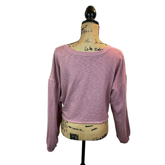 Free People FP Beach Pink Tie-Front Knit Womens Medium Long Sleeve Crop Top - Picture 7 of 11